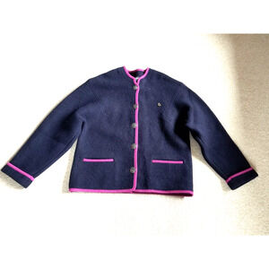 Womens Jacket-GIESSWEIN-AUSTRIA-navy 100% boiled wool Authentic Tyrol-38/ 8/10